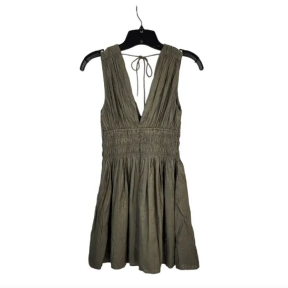 Abercrombie & Fitch Women's Smocked Plunge Crinkle Mini Dress - XXSP - Picture 5 of 8